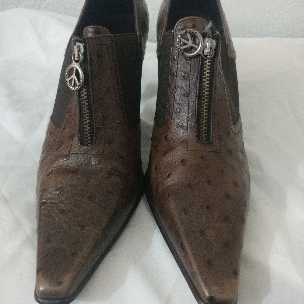 Donald J Pliner Ostrich Bootie Pumps